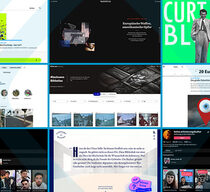 Eine Collage aus neun Screenshots unterschiedlicher Webseiten und Onlineplattformen