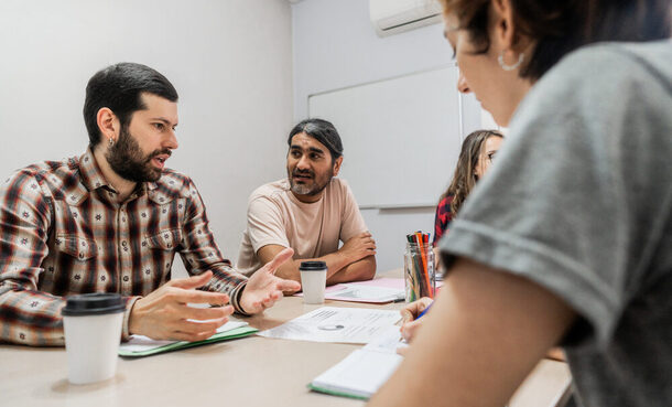 Coworkers during a business meeting at office