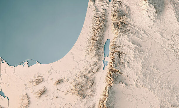 Israel Country 3D Render Topographic Map Neutral