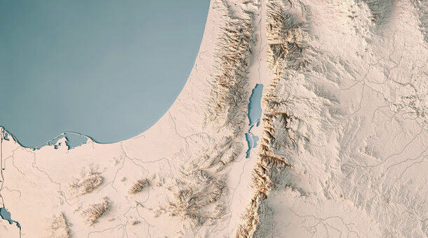 Israel Country 3D Render Topographic Map Neutral